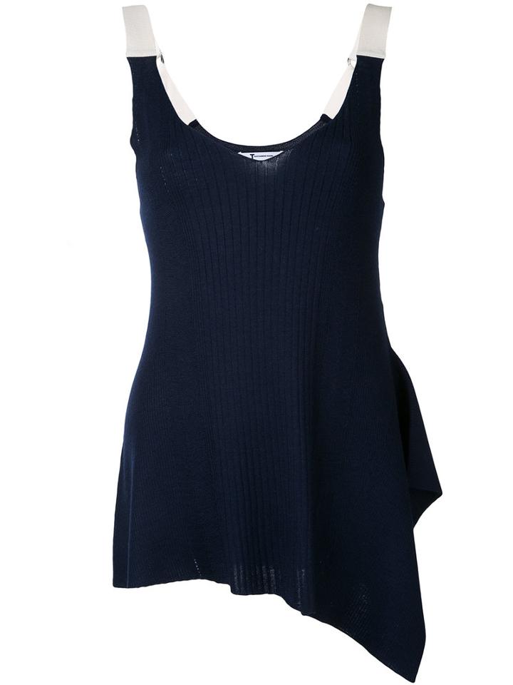 T By Alexander Wang - Asymmetric Ribbed Top - Women - Merino - Xs, Blue, Merino