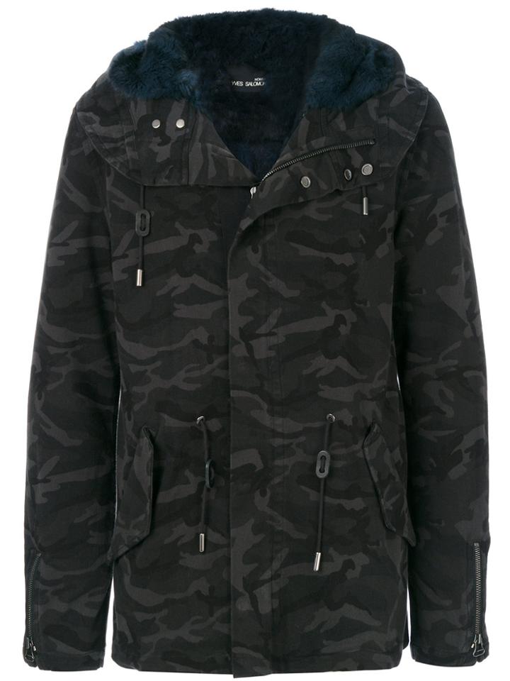 Yves Salomon Camouflage Coat - Green
