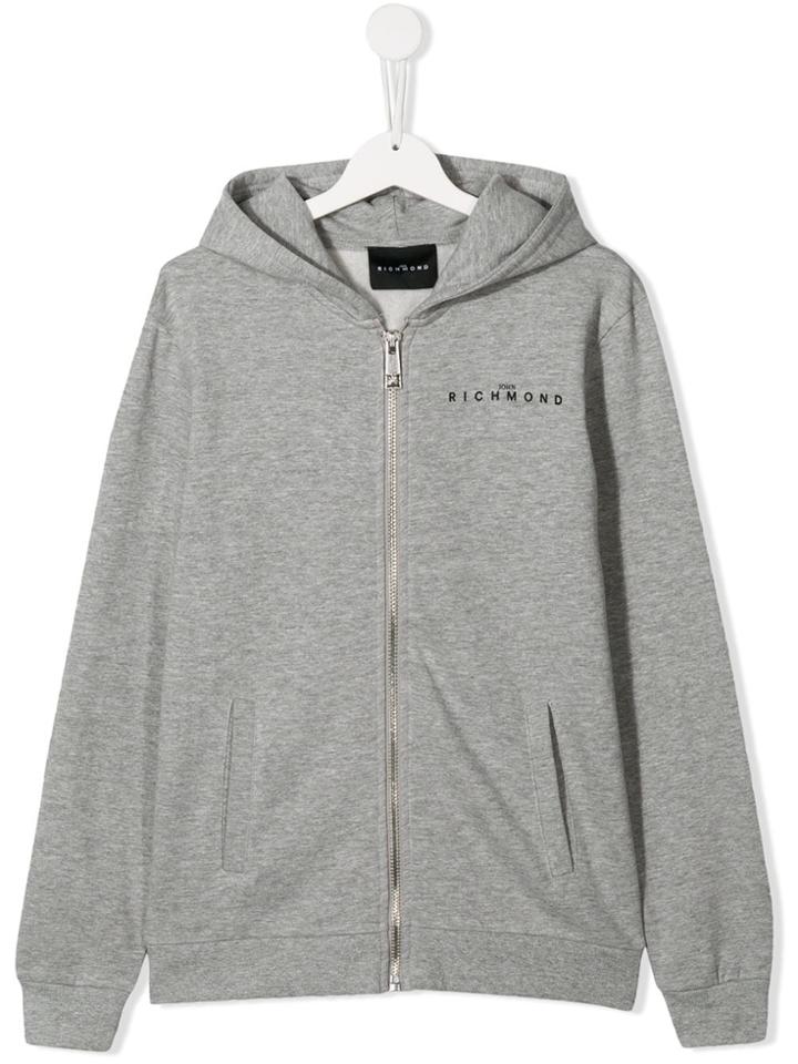 John Richmond Junior Teen No Planet B Zip-up Hoodie - Grey
