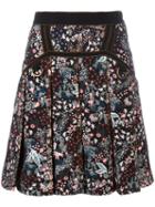 Self-portrait - Floral Skirt - Women - Cotton/polyester/spandex/elastane - 6, Black, Cotton/polyester/spandex/elastane
