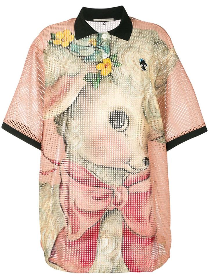 Marco De Vincenzo Oversized Mesh Polo Top - Neutrals