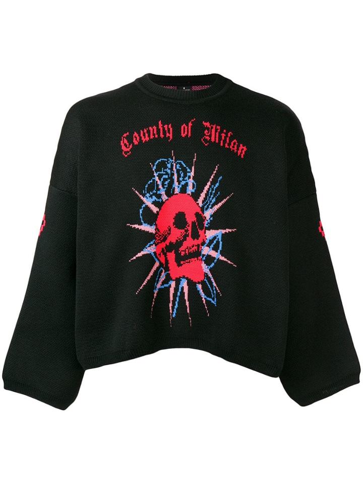 Marcelo Burlon County Of Milan Logo Round Neck Sweater - Black