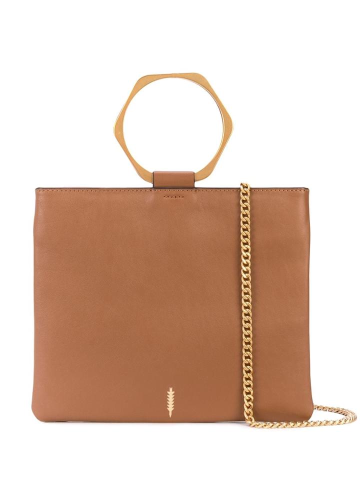 Thacker Nyc Hexagonal Handle Clutch Bag - Brown