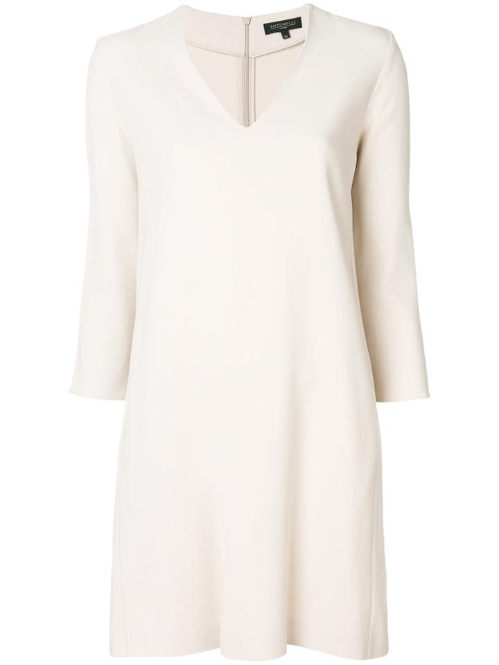Antonelli V-neck Longsleeved Shift Dress - Nude & Neutrals