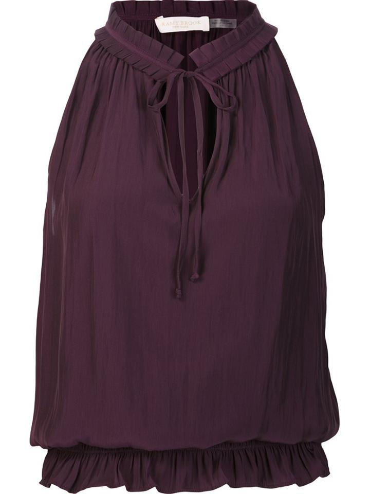 Ramy Brook Pleated Neck Top, Women's, Size: Medium, Pink/purple, Polyester