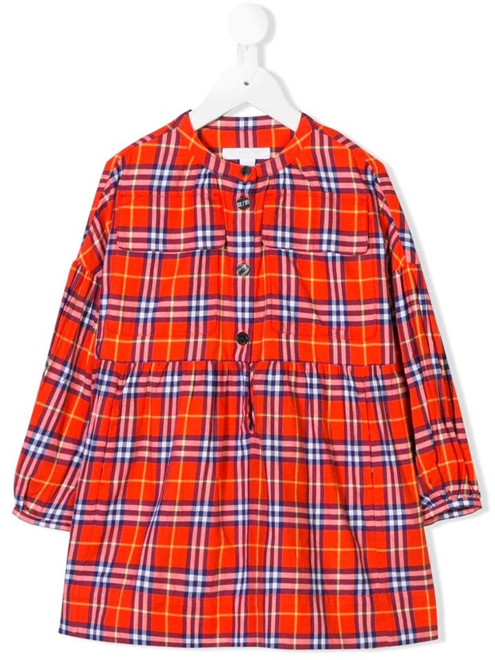 Burberry Kids Checked Flannel Dress - Yellow