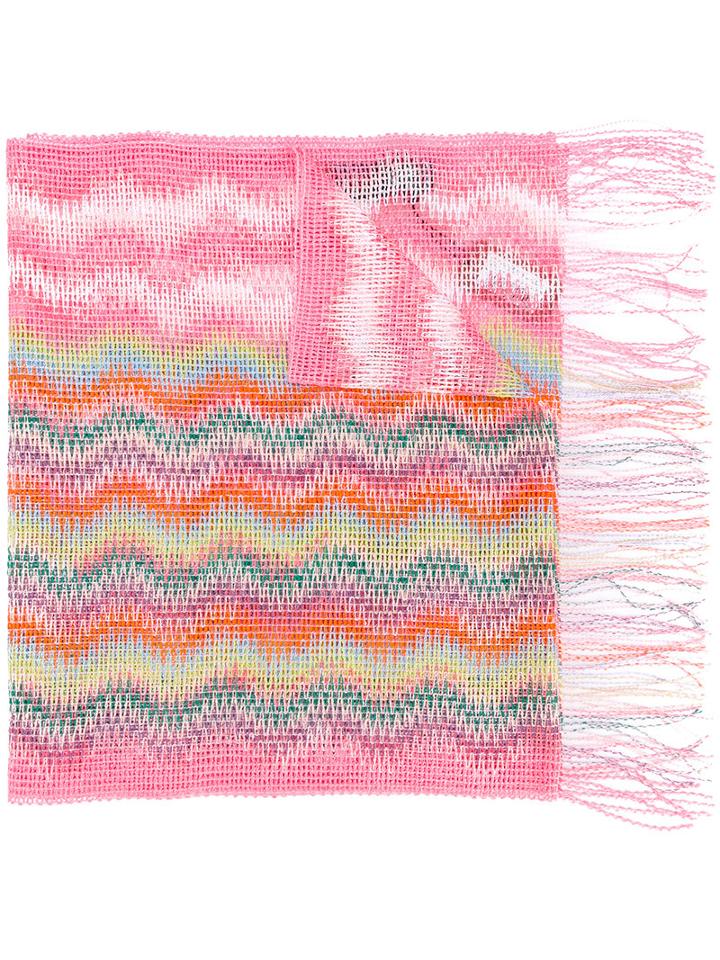 Missoni - Zig Zag Crochet Knit Scarf - Women - Viscose - One Size, Pink/purple, Viscose