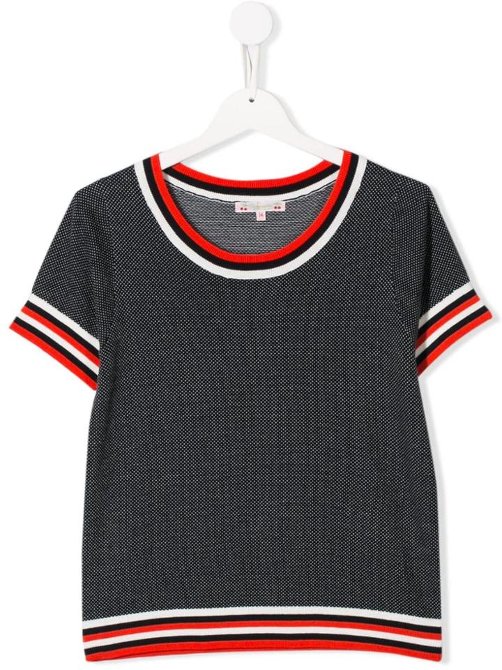 Bonpoint Teen Striped Hem Sweatshirt - Blue