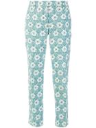 Prada Floral Print Trousers - Blue