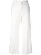 Calvin Klein Collection - Wide Leg Cropped Trousers - Women - Linen/flax - 44, White, Linen/flax