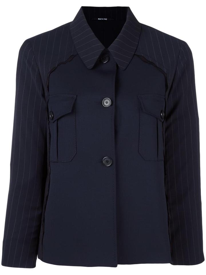 Maison Margiela Chest Pocket Jacket, Women's, Size: 42, Blue, Cotton/viscose/virgin Wool