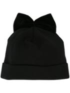 Federica Moretti Bow Detail Beanie, Women's, Black, Silk/viscose/virgin Wool