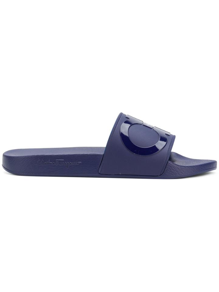 Salvatore Ferragamo Double Gancio Sliders - Blue