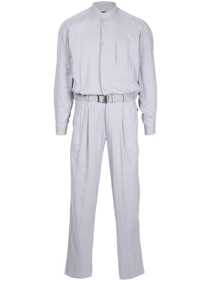 Issey Miyake Vintage Longsleeved Belted Jumpsuit - Blue