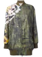 Valentino Abstract Print Bomber Jacket, Women's, Size: 40, Green, Silk/polyamide/spandex/elastane/cotton