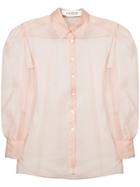 Kimhekim Puff Sleeve Sheer Shirt - Nude & Neutrals
