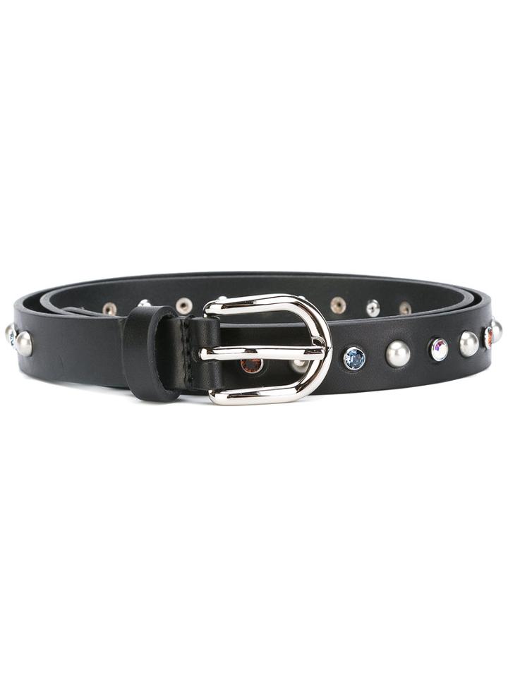 Isabel Marant Kinley Belt, Women's, Size: Large, Black, Calf Leather/metal/glass
