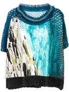 Issey Miyake Contrast Flared Blouse - Blue