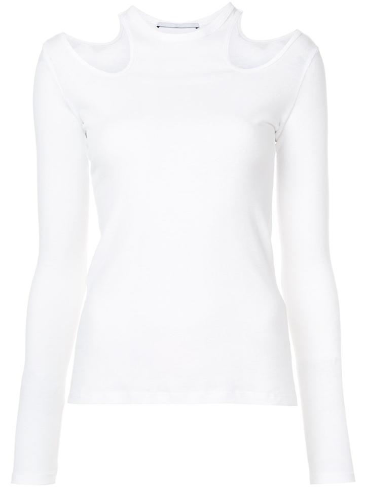 Rosetta Getty Long Sleeve Cut Out Blouse - White