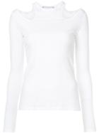 Rosetta Getty Long Sleeve Cut Out Blouse - White