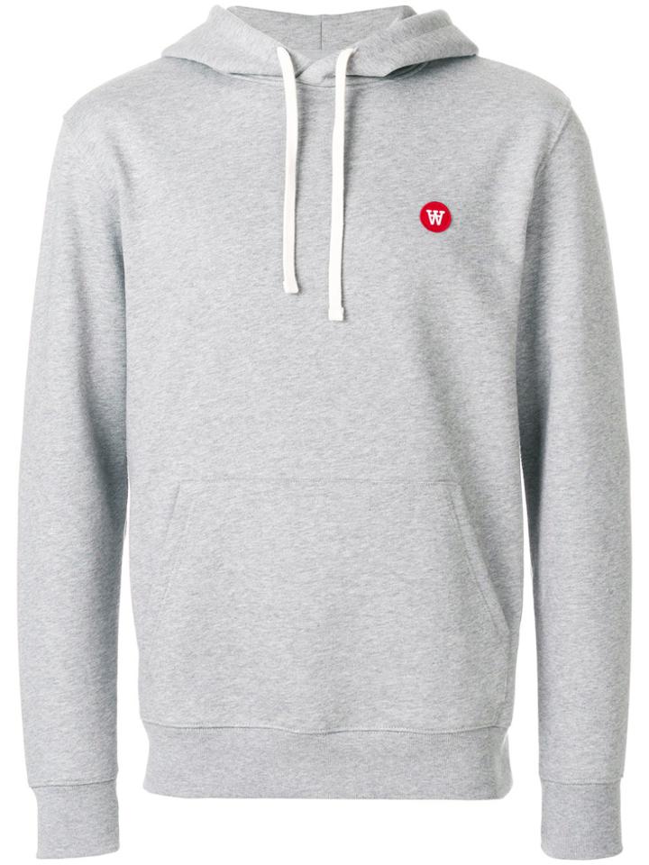 Wood Wood Embroidered Logo Hoodie - Grey