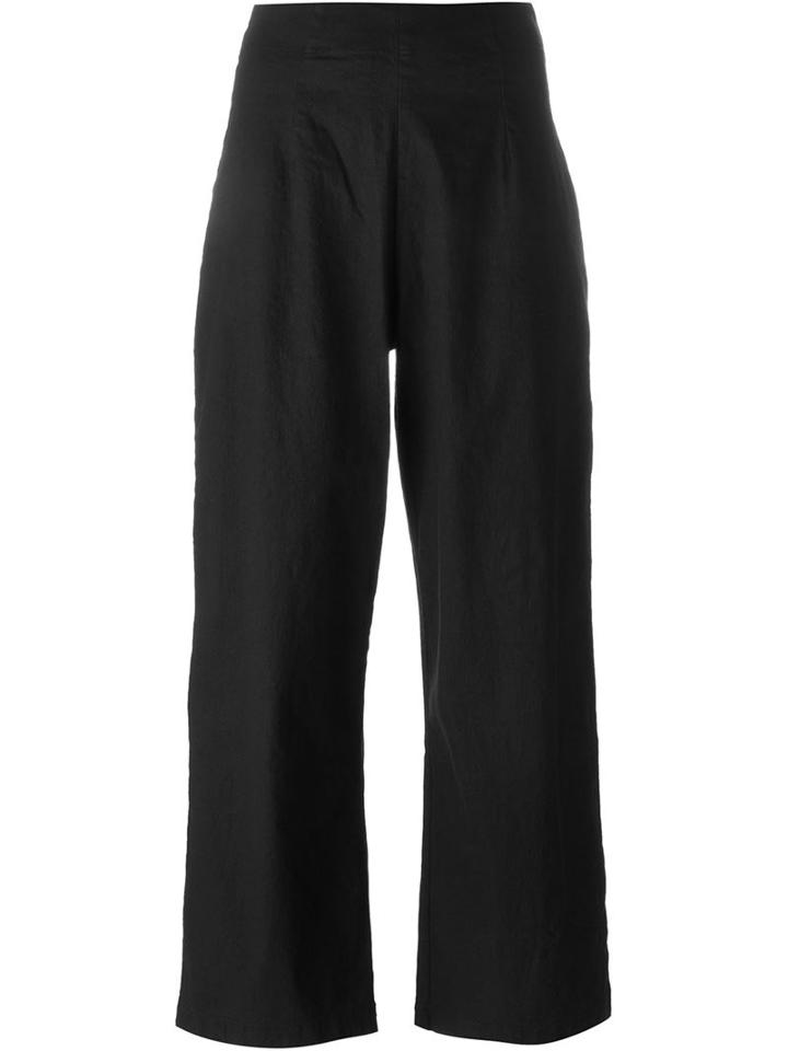 Rundholz Cropped Trousers, Women's, Size: Xs, Black, Linen/flax/cotton/polyamide/spandex/elastane