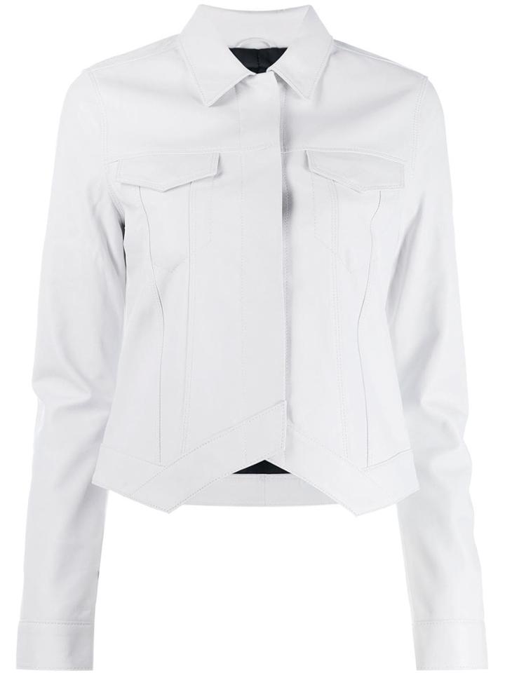 Rta Trucker Leather Jacket - White