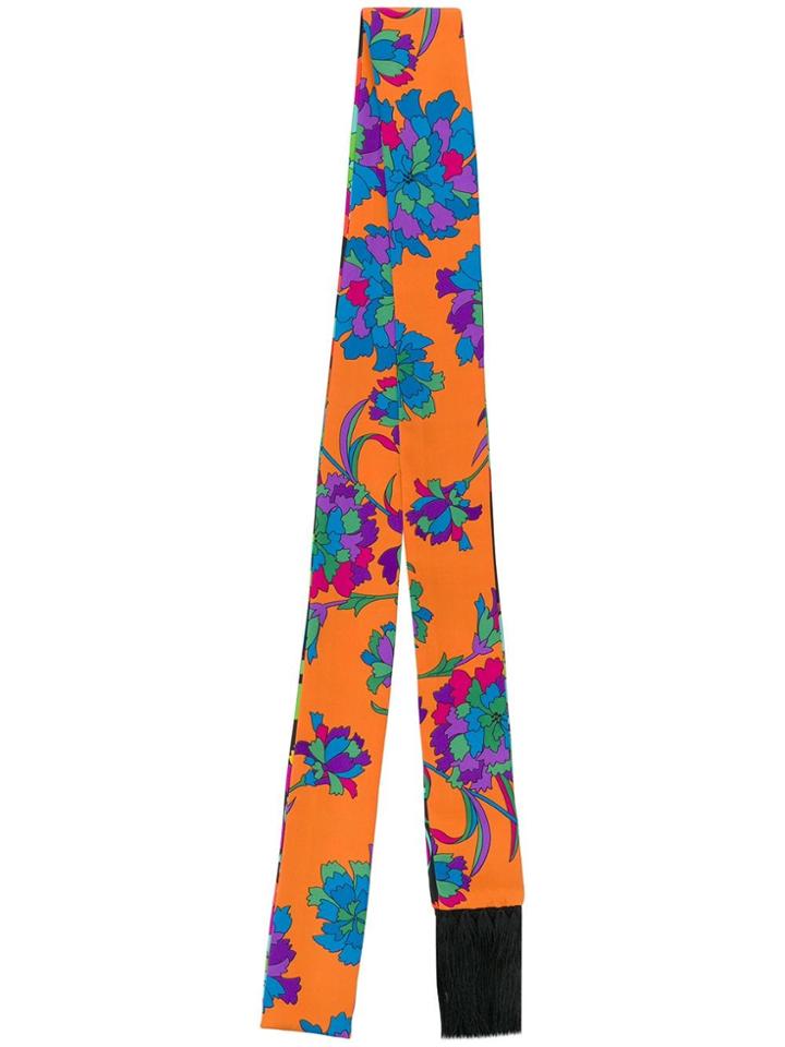 La Doublej Floral Skinny Scarf - Orange
