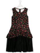 Monnalisa Teen Floral Shift Dress - Black