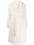 Stand Tie Waist Trench Coat - White