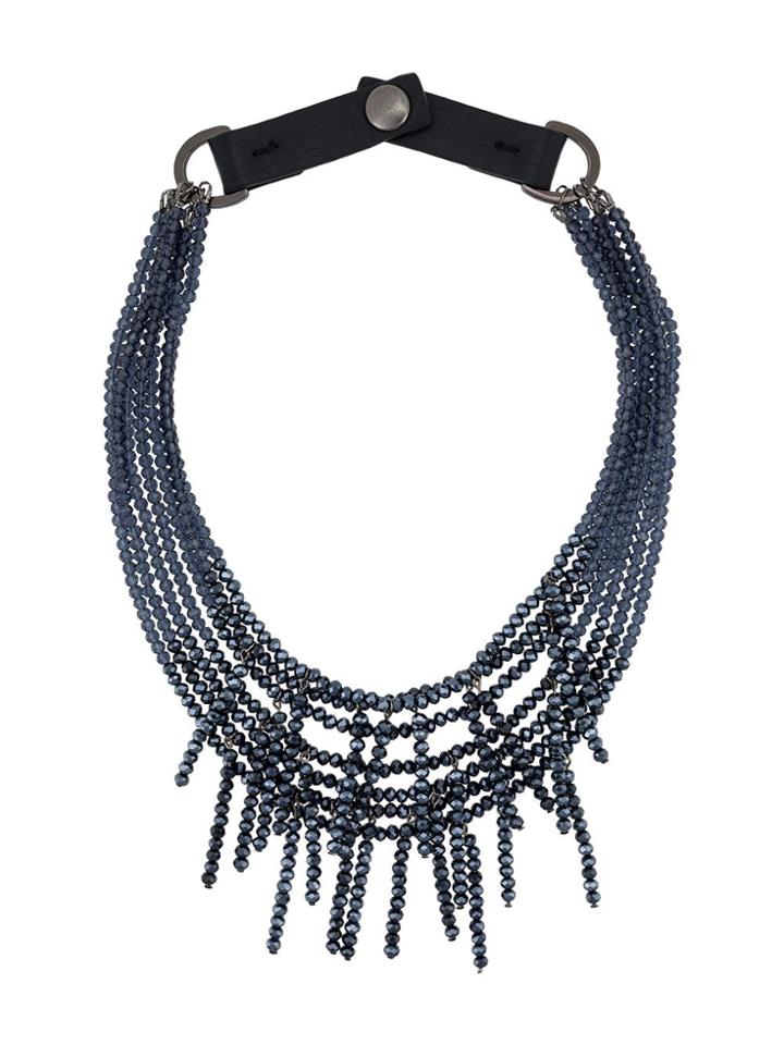 Peserico Beaded Fringe Necklace - Blue