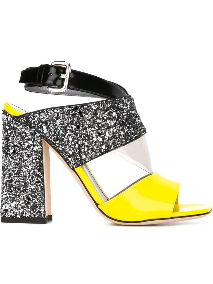 Pollini Glitter Bell Heel Sandals