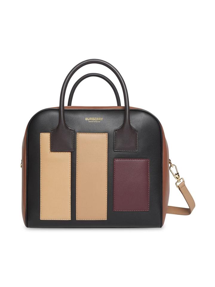 Burberry Medium Panelled Leather Cube Bag - Black