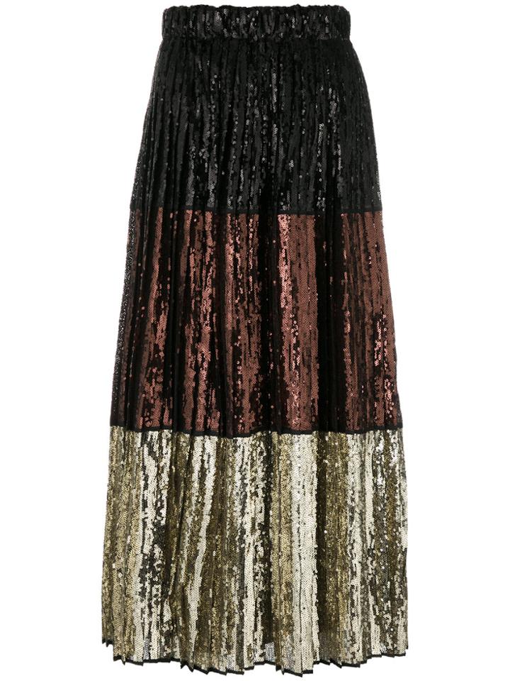 No21 Stripe Panel Sequin Skirt - Black