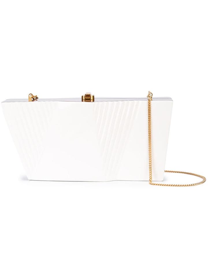 Rocio Wasabi Sculpted Box Clutch - White