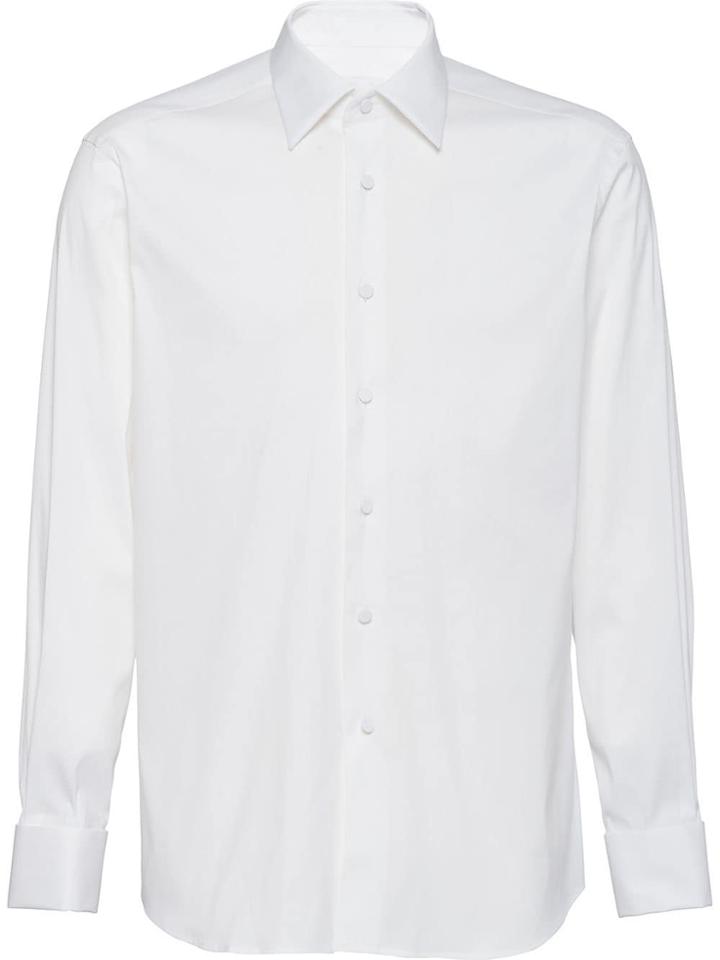 Prada Long-sleeve Tuxedo Shirt - White