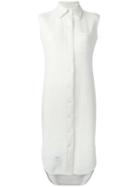 Thom Browne Frayed Trim Shirt Dress, Women's, Size: 42, White, Cotton