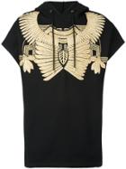 Les Hommes Golden Embroidery Sleeveless Hoodie - Black