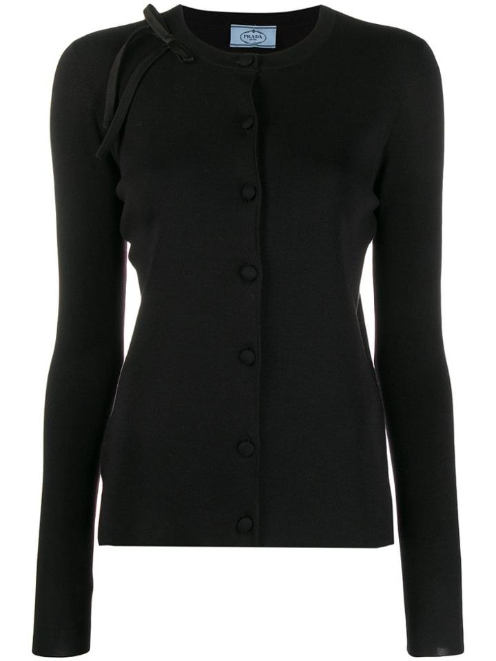Prada Shoulder Bow Cardigan - Black