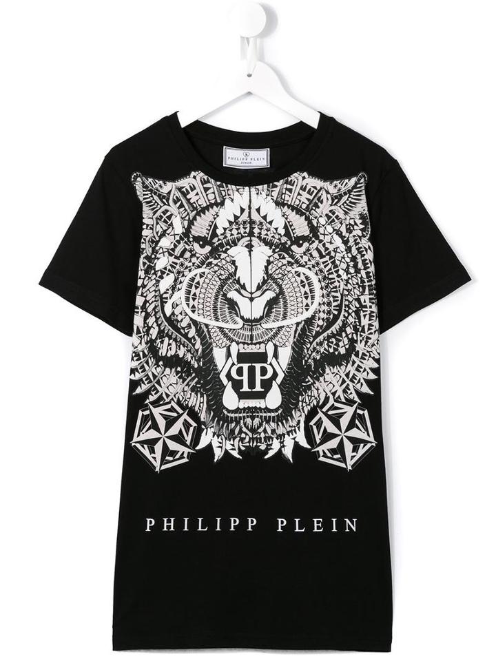 Philipp Plein Kids Tiger Print T-shirt, Boy's, Size: 14 Yrs, Black