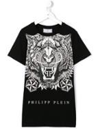 Philipp Plein Kids Tiger Print T-shirt, Boy's, Size: 14 Yrs, Black