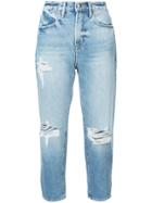 Frame Denim Ripped Cropped Jeans - Blue