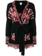 Avant Toi Intarsia Knit Belted Cardigan - Black