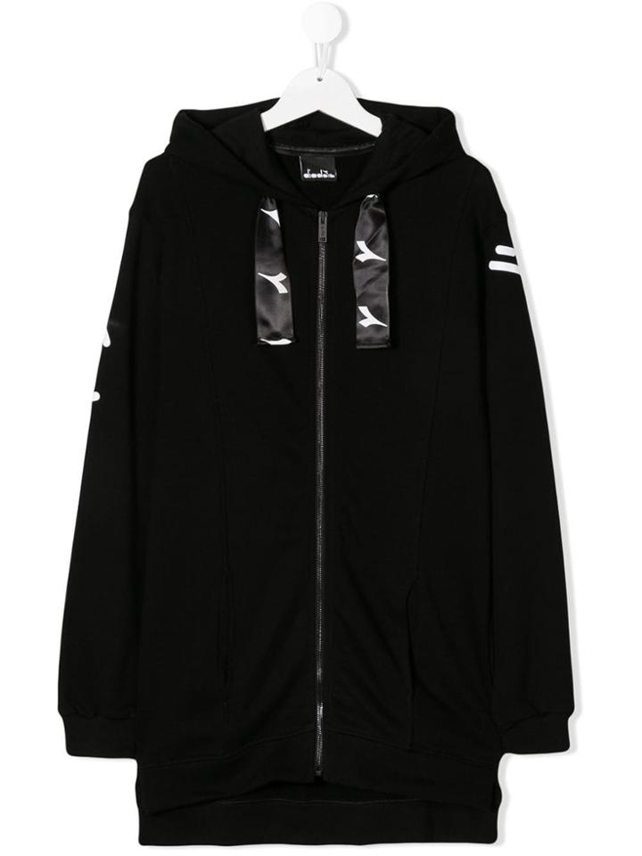 Diadora Junior Teen Logo Printed Hoodie - Black