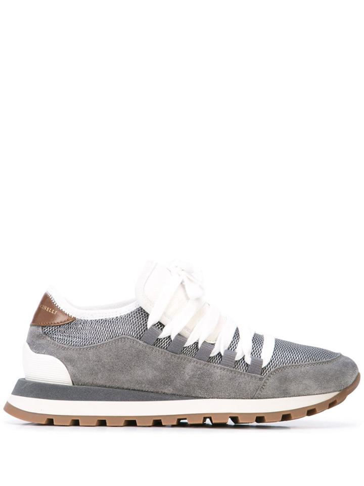 Brunello Cucinelli Mesh Upper Sneakers - Grey