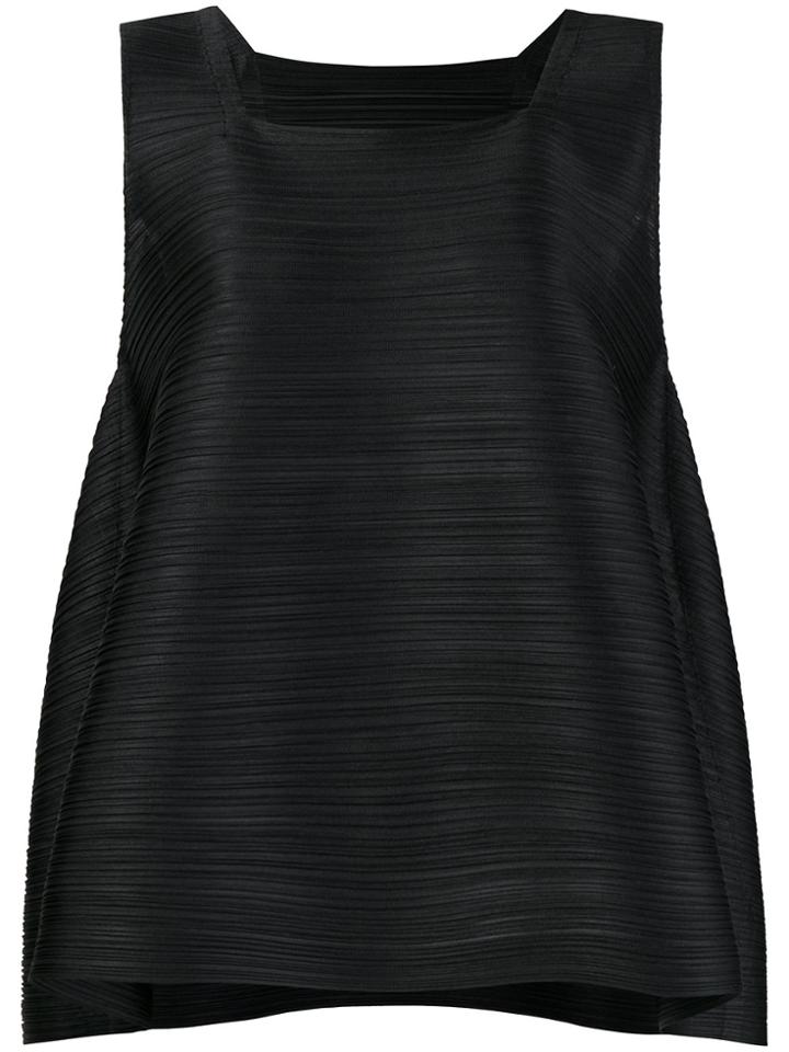 Pleats Please By Issey Miyake Flared Sleeveless Blouse - Black