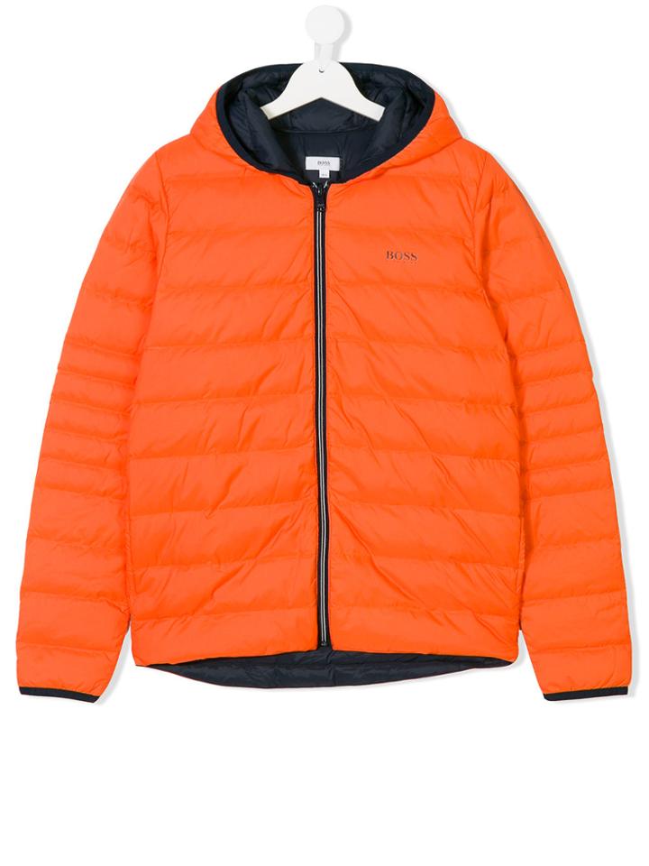 Boss Kids Teen Hooded Puffer Coat - Yellow & Orange