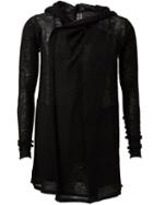 Rick Owens Hooded Cardigan, Men's, Size: Xs, Black, Linen/flax/polyester