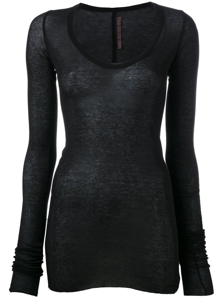 Rick Owens Lilies Sheer Knitted Top, Women's, Size: 40, Black, Cotton/viscose/polyamide