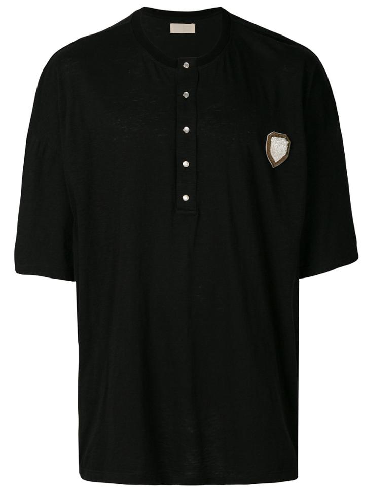 Ih Nom Uh Nit Buttoned Neck T-shirt - Black